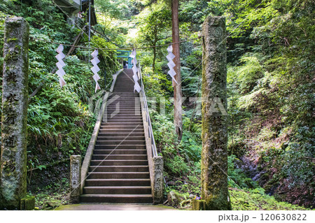 高尾山　蛇滝コース（じゃたきコース）　登山道　蛇瀧水行道場の石段を登り左折 120630822