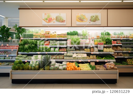 スーパーマーケットの生鮮食品売り場01 120631229