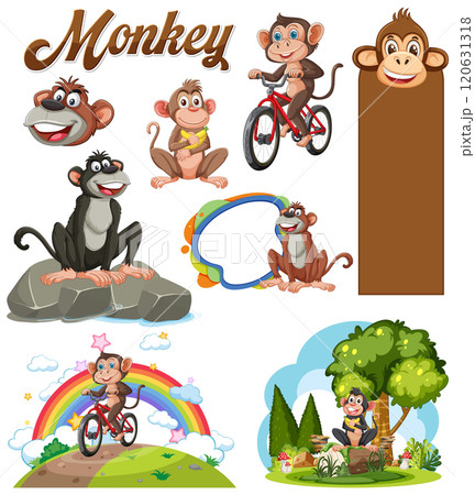 Playful Monkeys and Colorful Adventures Playful Monkeys and Colorful Adventures 120631318