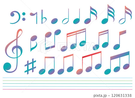 Colorful Musical Notes and Symbols Colorful Musical Notes and Symbols 120631338