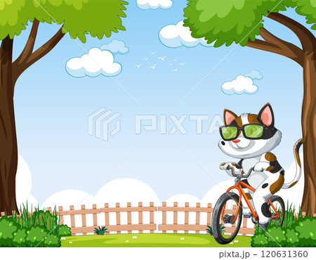 Cat Riding Bicycle in Sunny Park Cat Riding Bicycle in Sunny Park 120631360