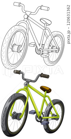 Colorful Bicycle with Outline Sketch Colorful Bicycle with Outline Sketch 120631362