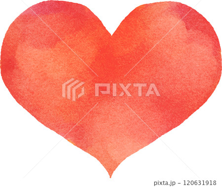 水彩タッチの赤いハート型のフレームイラスト 120631918