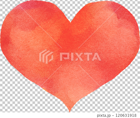 水彩タッチの赤いハート型のフレームイラスト 120631918
