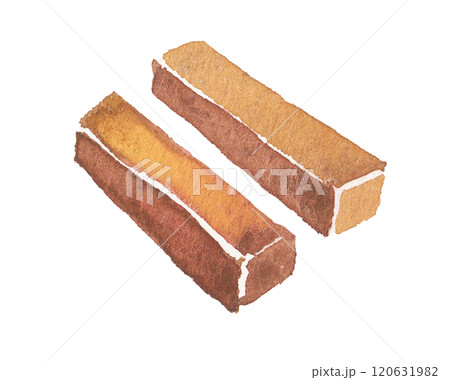 水彩で描いた拍子木のイラスト 水彩で描いた拍子木のイラスト 120631982