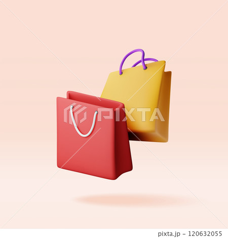 3D bunch of shopping bag isolated. 120632055