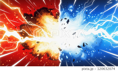 " 相対的な赤と青の雷のバックグラウンド " 120632074