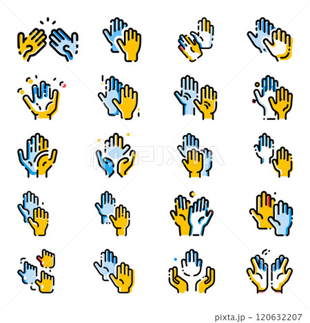 Hands icon with broken line style bundle 120632207