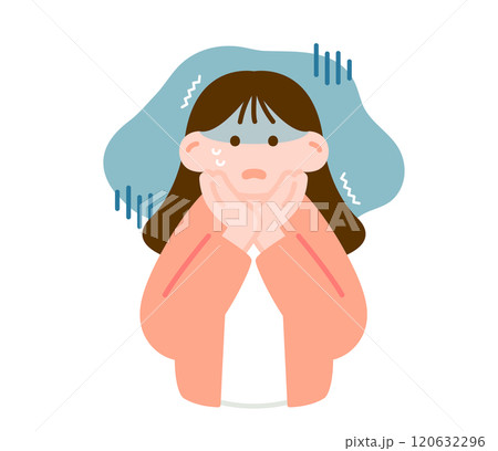 怯えた表情で震える女性のシンプルイラスト 怯えた表情で震える女性のシンプルイラスト 120632296
