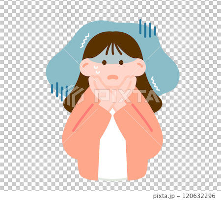 怯えた表情で震える女性のシンプルイラスト 怯えた表情で震える女性のシンプルイラスト 120632296