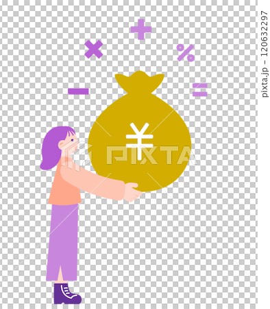 一個女人思考金錢的簡單例證 120632297