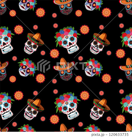 Colorful Day of the Dead Pattern 120633735