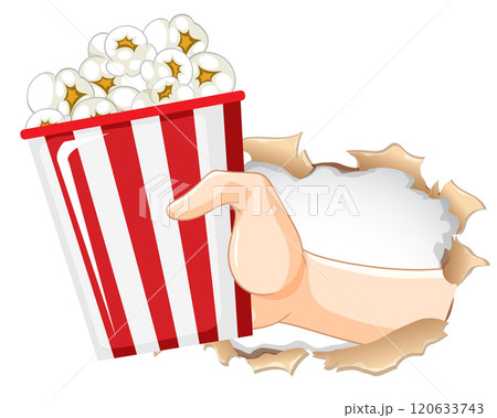 Hand Reaching for Popcorn Through Wall 120633743