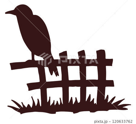 Spooky crow sit on spooky fence black silhouette Spooky crow sit on spooky fence black silhouette 120633762