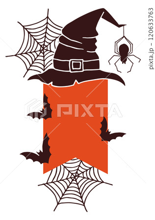 Halloween decoration. Party banner template with scary symbols Halloween decoration. Party banner template with scary symbols 120633763