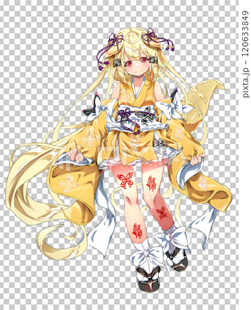 Beautiful girl demon dog character standing image material, facial expression 2 120633849