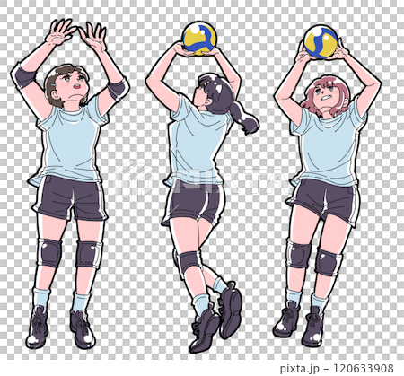 Illustration set of girls tossing Illustration set of girls tossing 120633908