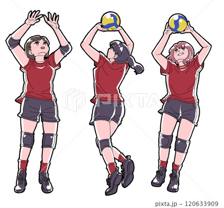 トスをする女の子のイラストセット トスをする女の子のイラストセット 120633909