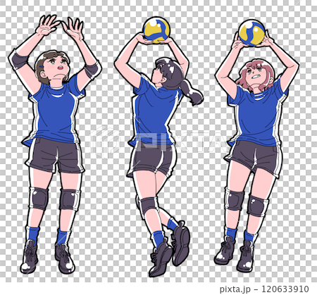 Illustration set of girls tossing 120633910