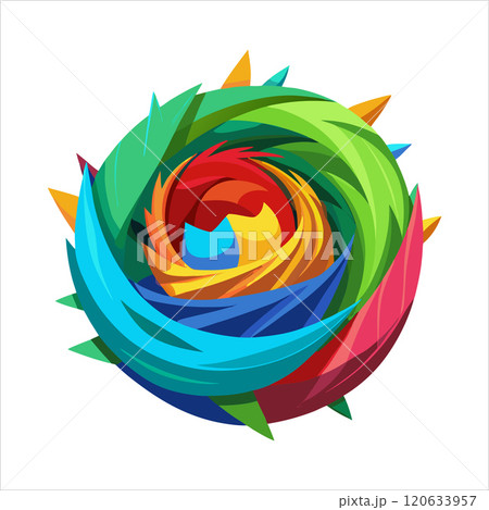 3d rendering of dynamic colorful nest vector 120633957
