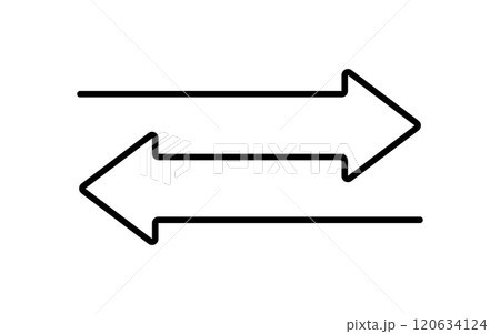 Transfer double arrow icon. Two opposite direction symbol. Exchange line arrow icon. Remove sign. Transfer symbol. Vector illustration isolated on white background 120634124