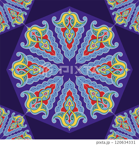 Geometric Seamless Pattern Arabesque. Decorative Asian Folk Seamless Pattern. Ethnic Ornament, Kyrgyz, Kazakhs, Bashkirs, Tatars, Yakut, Mongols Geometric Seamless Pattern Arabesque. Decorative Asian Folk Seamless Pattern. Ethnic Ornament, Kyrgyz, Kazakhs, Bashkirs, Tatars, Yakut, Mongols 120634331