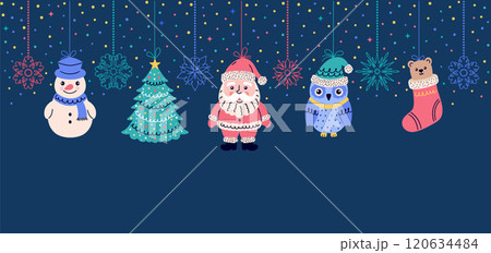 Christmas garland with doodle style toys Christmas garland with doodle style toys 120634484