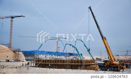 Construction machineries at construction site Construction machineries at construction site 120634763