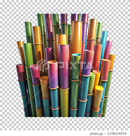 3d render of beautiful colorful bamboo 120634859