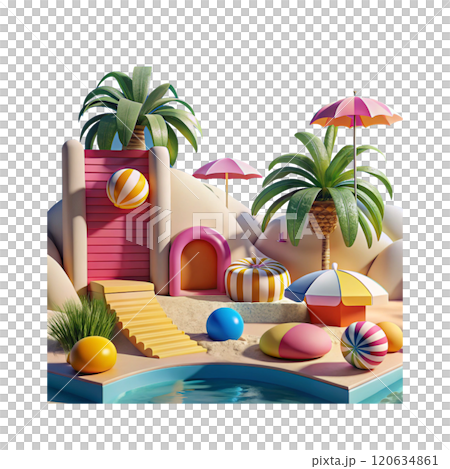 3d render of beautiful colorful Beach 3d render of beautiful colorful Beach 120634861