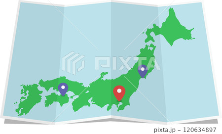 折り目のついた日本地図 120634897