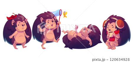Autumn hedgehog. Cute animal character vector 120634928