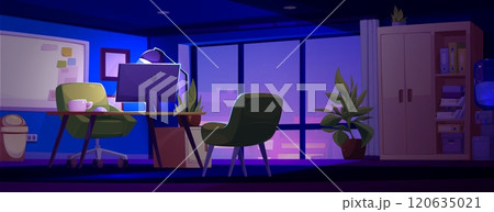 Evening or night boss office interior Evening or night boss office interior 120635021