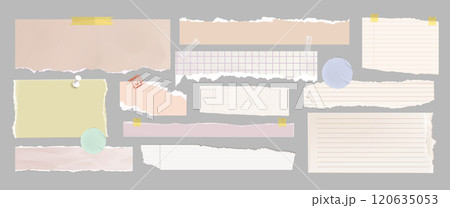 Torn edge on note paper. Cut piece collage frame 120635053