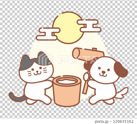 Cat and dog full moon illustration Cat and dog full moon illustration 120635162