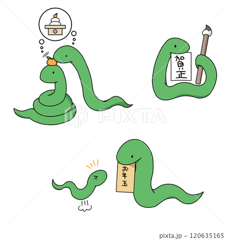 お正月のヘビのイラストセット 120635165