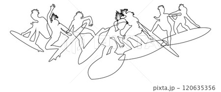 Surfer Surfboard Surfers Women Female Silhouettes 120635356