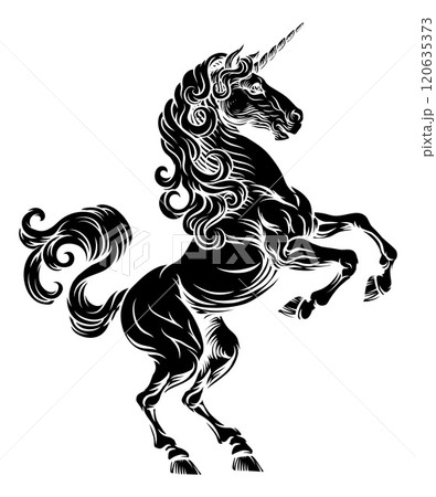 Unicorn Horse Crest Rampant Heraldic Coat of Arms 120635373