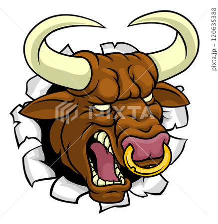 Bull Minotaur Longhorn Monster Cow Mascot Cartoon Bull Minotaur Longhorn Monster Cow Mascot Cartoon 120635388