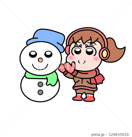 雪だるまを作っている女の子 雪だるまを作っている女の子 120635610