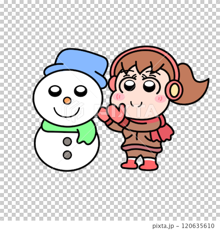 雪だるまを作っている女の子 雪だるまを作っている女の子 120635610