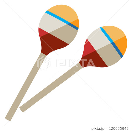 Two colorful sticks with a blue stripe on them 120635943