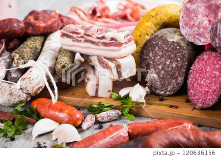 Tasty meat and sausage products 120636156