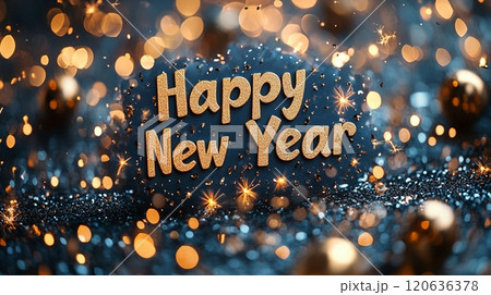 新年を祝う「ハッピーニューイヤー」の文字とコピースペース 120636378
