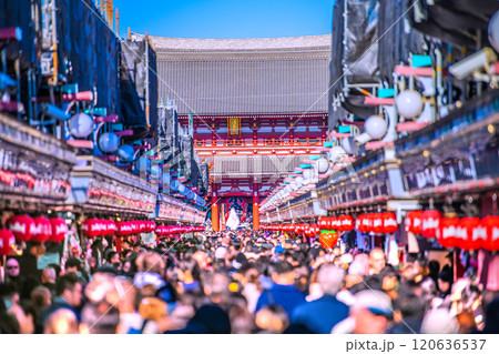 日本の東京都市景観11月。ほとんどが外国人…コロナ禍前を超える外国人観光客らで賑わう浅草寺＝25日 120636537