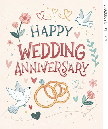 結婚記念日を祝うイラスト 120637645