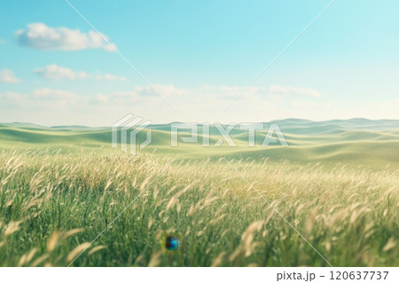 A field of tall grass with a blue sky in the background 120637737