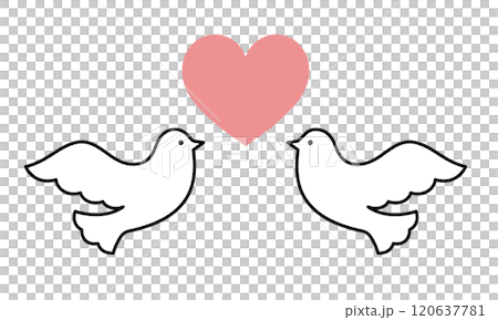 A simple illustration of two doves and a heart 120637781