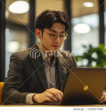 パソコンを使うビジネスマン 120637982