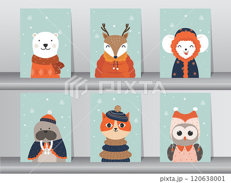 set of flat design icons with cute animals set of flat design icons with cute animals 120638001